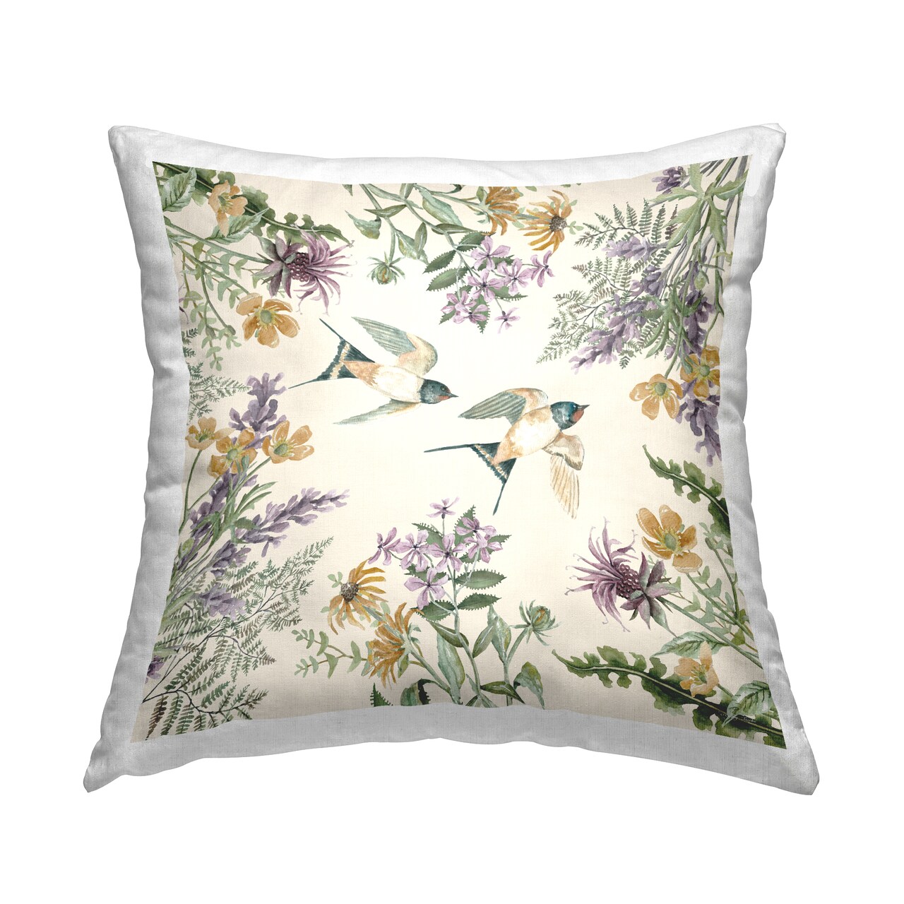 Stupell Industries Two Birds Nature Fern Botanicals Decorative Printed Throw Pillow
